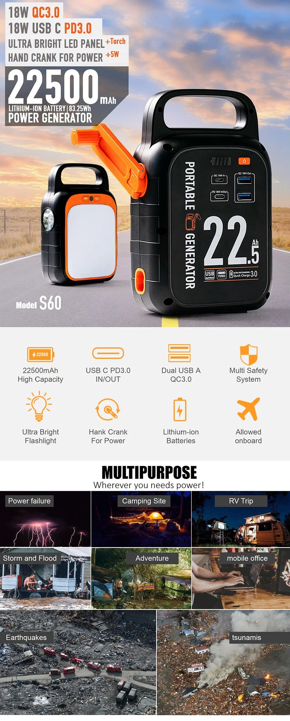 Home Energy Storage System Portable Power Station 1000W 2000W 3000W Solar Generator Solar Charging Power Bank