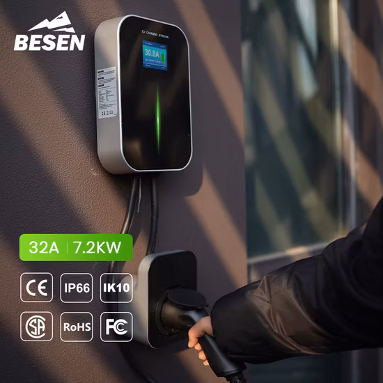 Estação de carregamento rápida de Wallbox EV para carro elétrico de 7,2 kw com soquete tipo 2